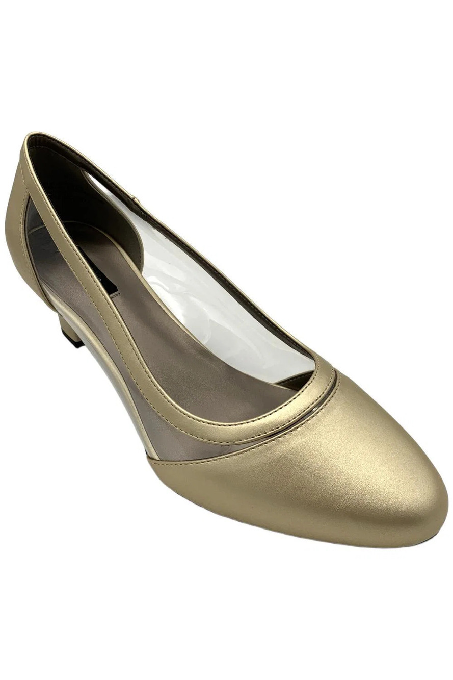 ARRAY Women's Eve Block Heeled Pumps Gold/Clear - Medium